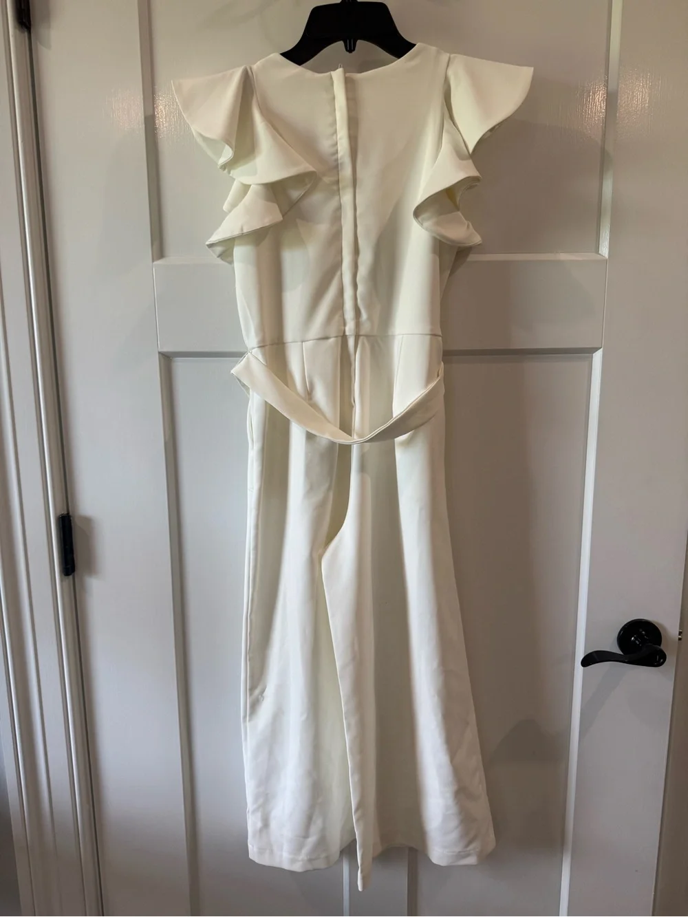 GB girls Cream Ruffle Sleeve Belted Formal Romper